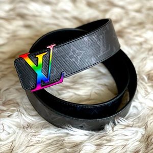 Louis Vuitton Initiales reversible rainbow belt.